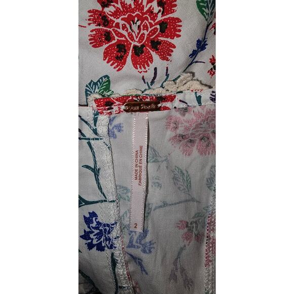 New Free People Miss Lizzy Floral Corset Top $98 SIZE 2 White Zip Lace Detail - Picture 8 of 8